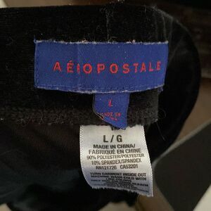 Aeropostale velvet pants leggings in large very skinny leg no pockets black